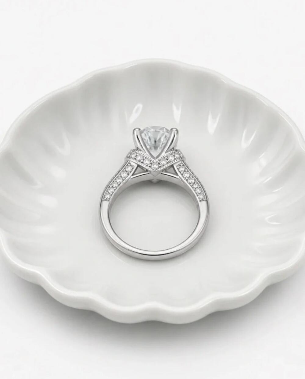 Vintage Jared Platinum Criss-Cross Cathedral Diamond Engagement Ring